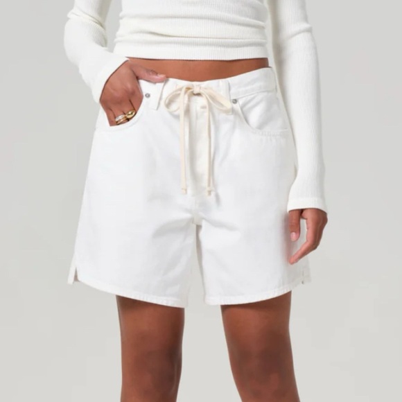 New Citizens of Humanity Brynn Drawstring Jean Denim Shorts in Fresco White 27 - Picture 1 of 14